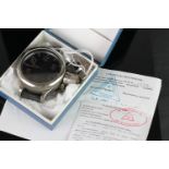 GENTLEMEN'S ZLATOUST OVERSIZE WRISTWATCH W/ BOX & PAPERS, circular black dial with heavily patina