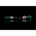 18CT CABOCHON EMERALD AND TABLE CUT DIAMOND DROP EARRINGS,on wire ,not hallmarked, total weight 1.86