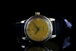 GENTLEMEN'S OMEGA AUTOMATIC 14CT SEAMASTER WRISTWATCH REF. GX 6250, circular peach orange patina