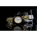 LADIES GUCCI WRISTWATCH W/ BOX, PAPERS & BEZEL INSERTS REF. 11/12, circular white dial with gold