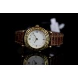 GARRARDS 18K ONE ONE TWO REF A078, round, white with gold hands,gold markers,date aperture at 3 o