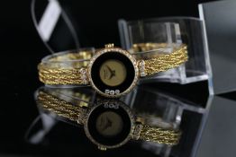 LADIES CHOPARD HAPPY DIAMOND 18CT GOLD WRISTWATCH REF. 4045, circular gold dial with gold dauphine