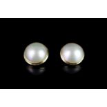 LARGE 14K MABE CLIP ON PEARL EARRINGS, estimated 18mm ,stamped 585, total weight 11.3 gms