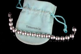 Tiffany & Co bracelet w/ pouch, silver ball bead bracelet, hallmarked sterling silver, approximate