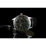 GENTLEMEN'S CAMY GENEVA VINTAGE DIVERS WATCH, circular black dial with lume and silver hour markers,