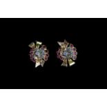 18CT RUBY AND DIAMOND RETRO CLIP ON EARRINGS,total weight 10.64 gms.