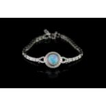 Australian Opal and Diamond bracelet, set with 1 cabochon cut australian opal totalling 3.14ct, 70