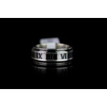 Tiffany & Co ring, roman numeral detail, stamped titanium, finger size R