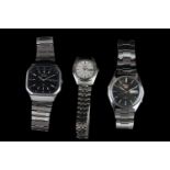 GROUP OF 3 SEIKO WRISTWATCHES, seiko 5, circular black dial with luminous hour markers and hands,