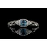 Aquamarine and Diamond bracelet, set with 1 modified cushion cut aquamarine totalling 3.30ct,