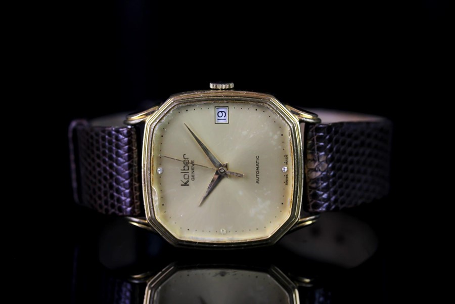GENTS KOLBER GENEVE 2824,champagne dial and gold hands,date aperture at 3 o clock, 30 mm gold plated - Image 2 of 3