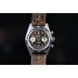 GENTLEMEN'S CLEBAR VINTAGE CHRONOGRAPH WRISTWATCH, circular patina twin register dial with square