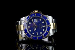 GENTLEMEN'S ROLEX SUBMARINER 116613LB CIRCA 2011 BLUE AND GOLD CERAMIC BEZEL,round, blue dial with