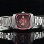 RARE LADIES' ZODIAC DAY / DATE, RED DIAL, ORIGINAL BRACELET, REF. 352 968, ETA 2678, CIRCA 1970's,