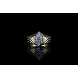 Diamond cluster ring, set with 1 round brilliant cut diamond to the centre approximately 0.23ct,