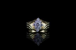 Diamond cluster ring, set with 1 round brilliant cut diamond to the centre approximately 0.23ct,