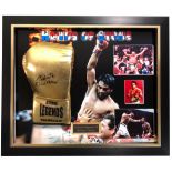 Roberto Duran, Boxing Glove signed by Roberto Duran. Framed in a superb 3D Dome Presentation.