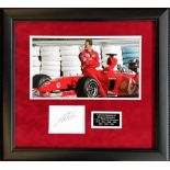 Michael Schumacher , White Card hand signed clearly in black marker by 7 time Formula OneWorld