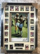 Signed Pele photo with England captain Bobby moore