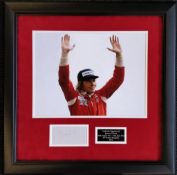 James Hunt, Page hand signed by Formula One legend James Hunt professionally mounted with a colour