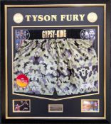 Tyson Fury, Camoflauge shorts signed by Tyson Fury. Professionally framed for supreme