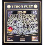 Tyson Fury, Camoflauge shorts signed by Tyson Fury. Professionally framed for supreme