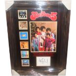 Jackson 5, Index card signed in black marker by Michael Jackson. Presented with a photo signed by