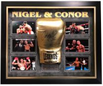 Nigel & Conor Benn, Boxing Glove signed by both Nigel and Conor Benn. Framed in a superb 3D Dome