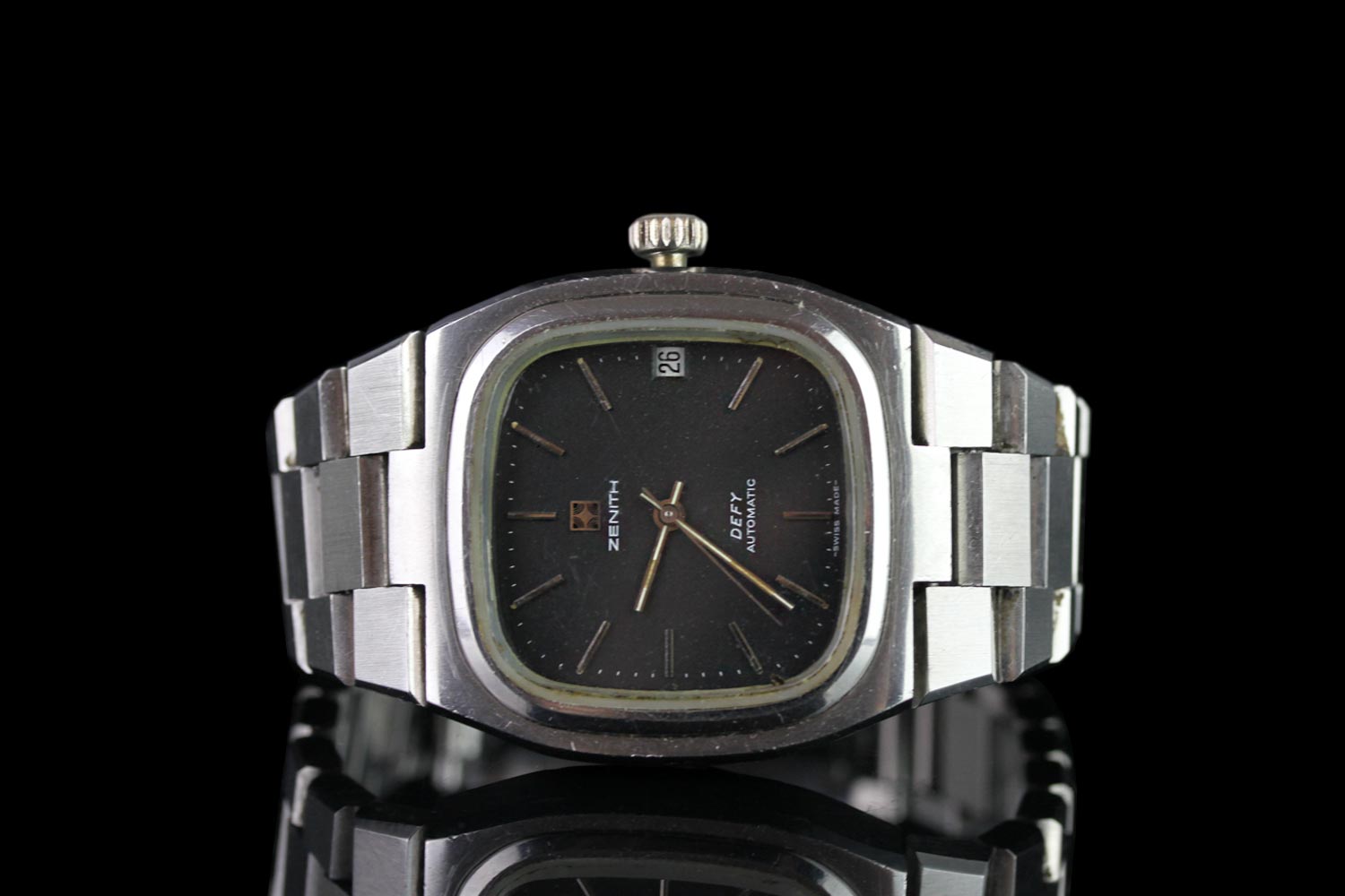 RARE GENTLEMENS ZENITH AUTOMATIC DEFY WRISTWATCH, rounded square black dial with silver hour - Image 2 of 4