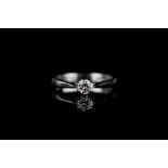 Solitaire diamond ring, 1 round brilliant cut diamond approximately 0.18ct, 6 claw set, hallmarked