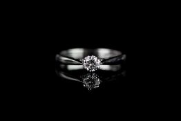 Solitaire diamond ring, 1 round brilliant cut diamond approximately 0.18ct, 6 claw set, hallmarked