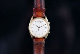 GENTLEMEN'S JAEGER LE COULTRE MEMOVOX 18CT GOLD LTD EDITION 84/350 W/ PAPERS, circular off white