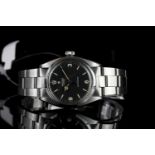 GENTLEMENS ROLEX OYSTER WRISTWATCH REF. 6429, circular matt black dial with patina lume bar hour