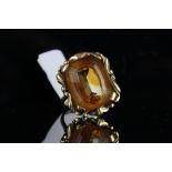 Citrine ring, mounted in yellow metal stamped 14ks, finger size L 1/2, approximate weight 7.0