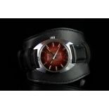 GENTLEMEN'S VICTORY WRISTWATCH, circular red sunburst wave dial with silver hour markers and