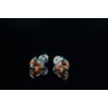 18CT WHITE GOLD SAPPHIRE PEAR SHAPE STUD EARRINGS,3 claw setting , estimated 4 .1 x 3.19 mm, stamped