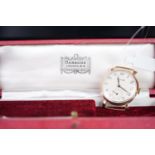 GENTLEMEN'S HARRODS 9CT GOLD DRESS WATCH W/ BOX, circular off white dial with black fancy arabic