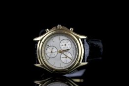 LADIES CARTIER COUGAR 18CT GOLD CHRONOGRAPH WRISTWATCH REF. 1162 1, circular triple register dial