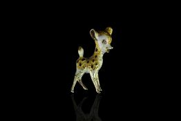 18CT ENAMELLED BAMBI BROOCH, total weight 15.24 gms, not hallmarked.