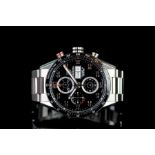 GENTLEMEN'S TAG HEUER CARRERA CHRONOGRAPH WRISTWATCH REF. CV2A1R, circular black triple register