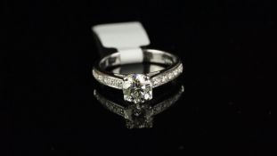 Diamond ring, round brilliant cut diamond weighing an estimated 1.04ct, with round brilliant cut
