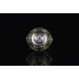 French bombe ring, set with 1 round brilliant cut diamond, stamped 14ct yellow gold shank, finger