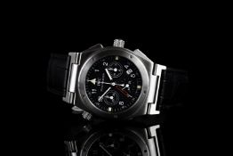 GENTLEMENS IWC INGENIEUR ALARM CHRONOGRAPH W/BOX & SERVICE PAPERS, round, black dial with white
