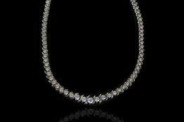 STUNNING 14K GRADUATED DIAMOND NECKLET, estimated total weight 4.20ct , estimated H-J colour,