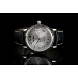 GENTLEMANS MONT BLANC PL 390106,round,silver dial and hands, silver arabic markers, snap back,