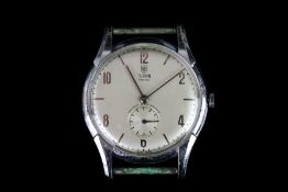 GENTLEMEN'S TUDOR PRIMA SHOCK-RESISTING WRISTWATCH, circular silver dial with hour markers and