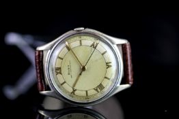 GENTLEMENS DOXA OVERSIZE WRISTWATCH, circular two tone dial with gilt roman numerals and gold hands,