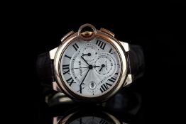 GENTLEMENS CARTIER BALLON BLEU CHRONOGRAPH 18CT ROSE GOLD WRISTWATCH W/ BOX & PAPERS REF. 3568,