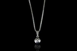 14KCT WHITE GOLD MAZZUCCHELLIS SINGLE STONE NECKLET.estimated 0.30ct,44cm box chain.