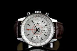 BREITLING MONTBRILLIANT AB0130, round, silver dial and hands,silver markers, 38mm steel case,